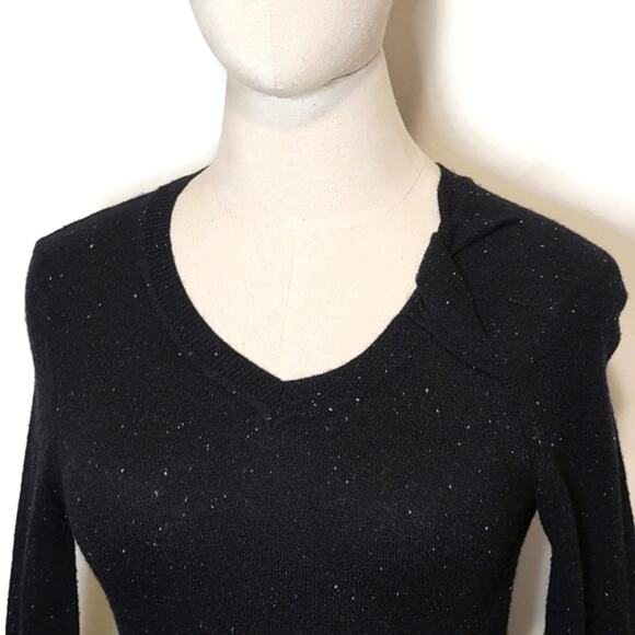 ALLSAINTS Black Speckled Midi Sweater Dress V Neck Long Sleeve Casual Wear 4 - Picture 5 of 16